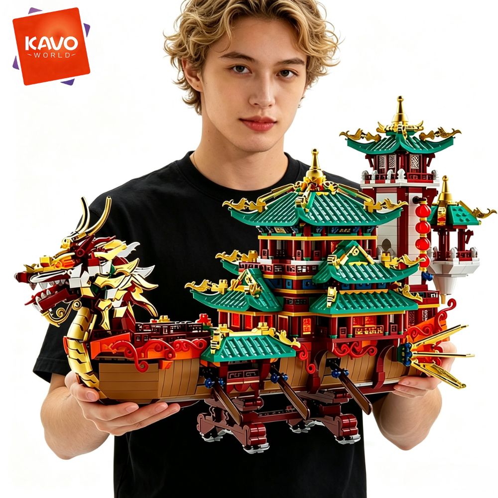 Retro Gaming Lego - KAVOWORLD 2453pcs Dragon Boat Building Blocks