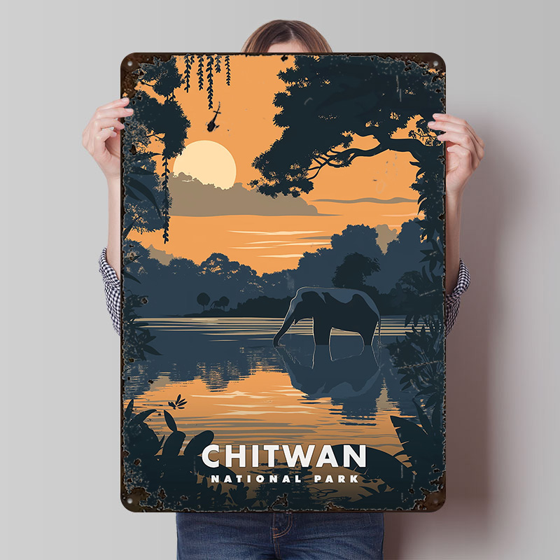 Chitwan National Park Metal Po - đánh giá và giá Retro Poster Gaming