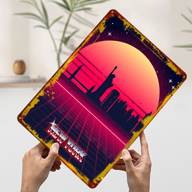 New York Skyline Metal Poster  - đánh giá và giá Retro Gaming York