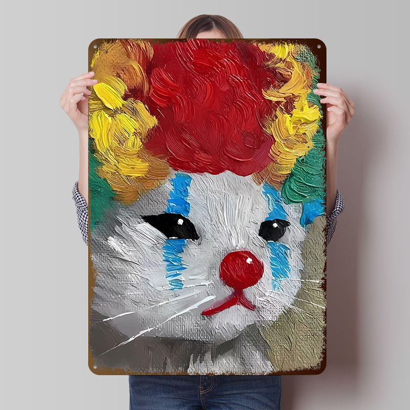 Sad Clown Cat Painting Tinplat - đánh giá và giá Retro Poster Gaming