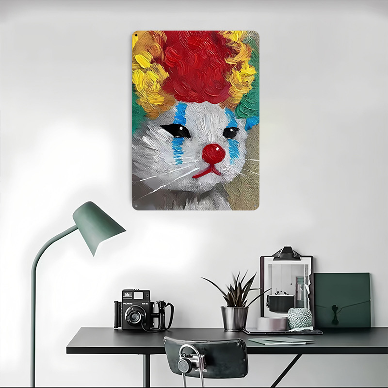 Sad Clown Cat Painting Tinplat - đánh giá và giá Retro Poster Gaming