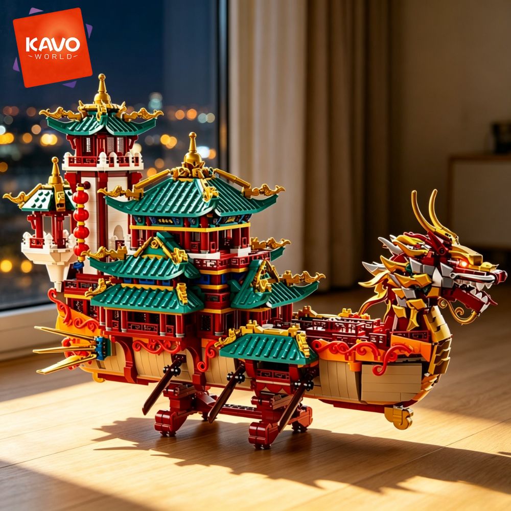 KAVOWORLD 2453pcs Dragon Boat  - đánh giá và giá Retro Gaming Lego