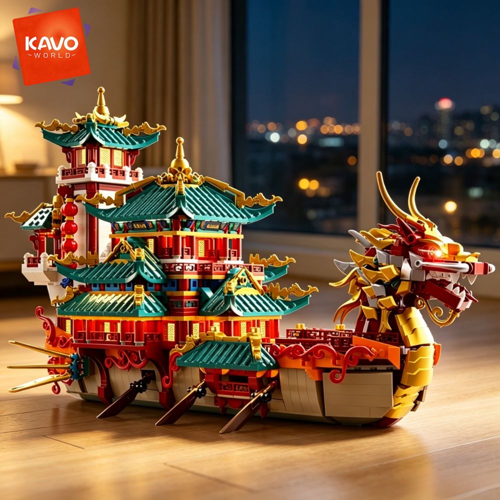 KAVOWORLD 2453pcs Dragon Boat  - đánh giá và giá Retro Gaming Lego